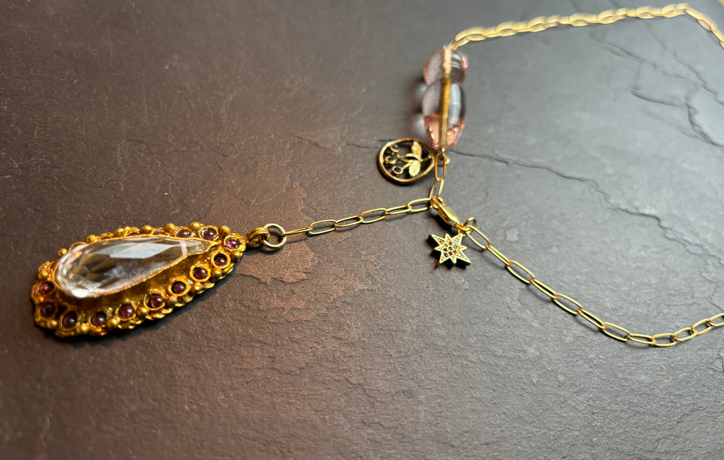 Collier lasso, pendentif goutte "barbare" - blissparis