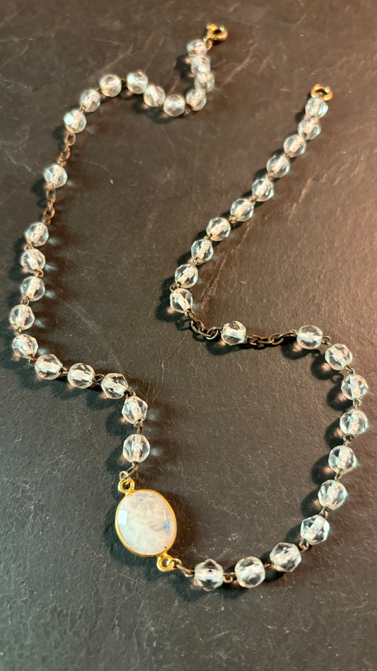 Old rosary and Moonstone necklace