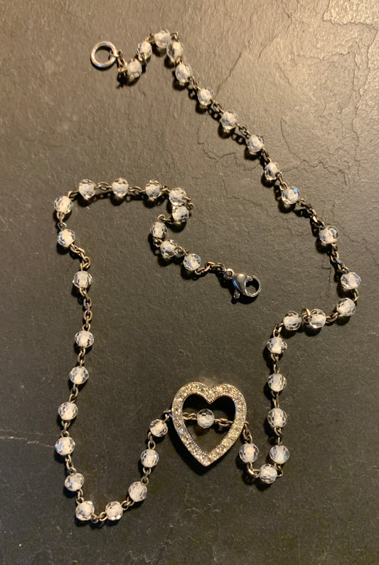 Rosary and heart necklace