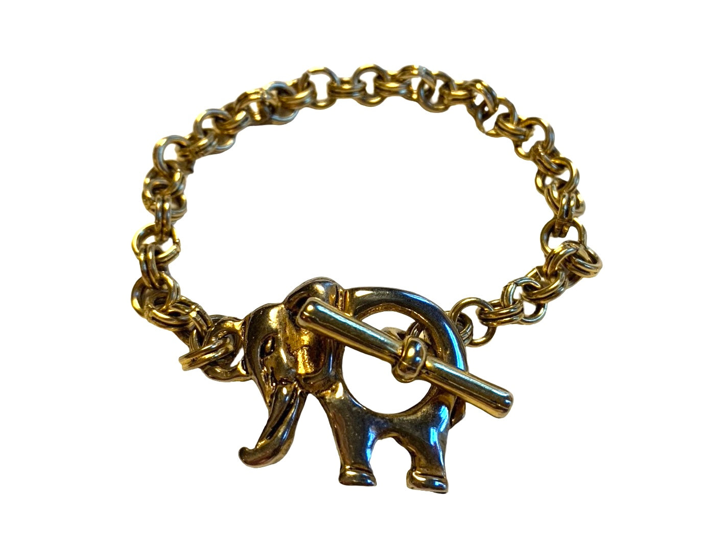 Bracelet gourmette et éléphant