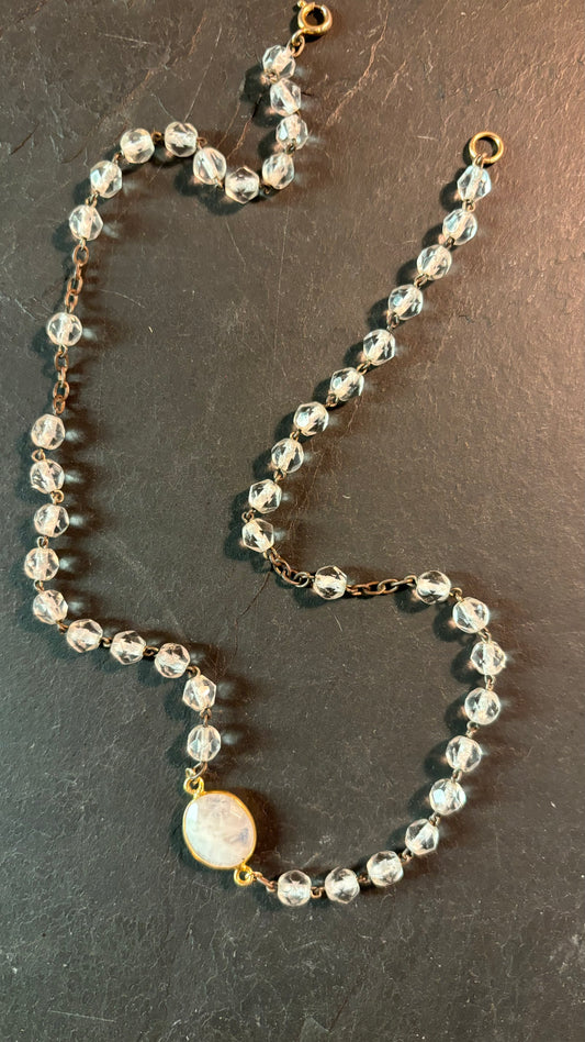 Old rosary and Moonstone necklace